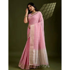 Generic Women's Tissue Checks_With_Buttis Saree With Unstitched Blouse 5.5MtrÂ (Light_Pink)