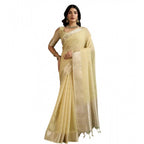Generic Women's Tissue Checks_With_Buttis Saree With Unstitched Blouse 5.5MtrÂ (Yellow)