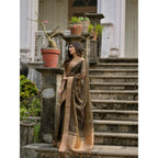 Generic Women's Silk_Blend Butti Pattern Saree With Unstitched Blouse 5.5MtrÂ (Coffee)