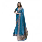 Generic Women's Silk_Blend Butti Pattern Saree With Unstitched Blouse 5.5MtrÂ (Teal)