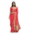 Generic Women's Silk_Blend Butti Pattern Saree With Unstitched Blouse 5.5MtrÂ (Pink)