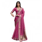Generic Women's Silk_Blend Butti Pattern Saree With Unstitched Blouse 5.5MtrÂ (Pink)