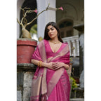 Generic Women's Silk_Blend Butti Pattern Saree With Unstitched Blouse 5.5MtrÂ (Pink)