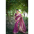 Generic Women's Silk_Blend Butti Pattern Saree With Unstitched Blouse 5.5MtrÂ (Purple)