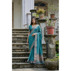Generic Women's Silk_Blend Butti Pattern Saree With Unstitched Blouse 5.5MtrÂ (Teal)