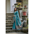Generic Women's Silk_Blend Butti Pattern Saree With Unstitched Blouse 5.5MtrÂ (Teal)