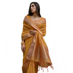 Generic Women's Silk_Blend Butti Pattern Saree With Unstitched Blouse 5.5MtrÂ (Mustard)
