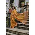 Generic Women's Silk_Blend Butti Pattern Saree With Unstitched Blouse 5.5MtrÂ (Mustard)