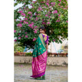  Women's Katan_Silk Zari_Weaving Saree With Unstitched Blouse 5.5MtrÂ (Dark_Green)