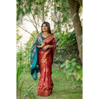Generic Women's Katan_Silk Zari_Weaving Saree With Unstitched Blouse 5.5MtrÂ (Maroon)