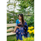 Generic Women's Katan_Silk Zari_Weaving Saree With Unstitched Blouse 5.5MtrÂ (Navy_Blue)