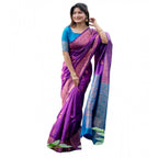 Generic Women's Katan_Silk Zari_Weaving Saree With Unstitched Blouse 5.5MtrÂ (Purple)
