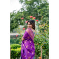  Women's Katan_Silk Zari_Weaving Saree With Unstitched Blouse 5.5MtrÂ (Purple)