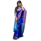 Generic Women's Katan_Silk Zari_Weaving Saree With Unstitched Blouse 5.5MtrÂ (Royal_Blue)