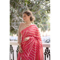  Women's Faux_Tussar_Silk Geometric_Print Saree With Unstitched Blouse 5.5MtrÂ (Pink)