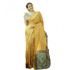 Generic Women's Faux_Tussar_Silk Geometric_Print Saree With Unstitched Blouse 5.5MtrÂ (Mustard)