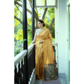  Women's Faux_Tussar_Silk Geometric_Print Saree With Unstitched Blouse 5.5MtrÂ (Mustard)