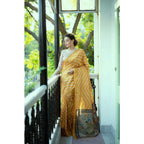 Generic Women's Faux_Tussar_Silk Geometric_Print Saree With Unstitched Blouse 5.5MtrÂ (Mustard)