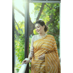 Generic Women's Faux_Tussar_Silk Geometric_Print Saree With Unstitched Blouse 5.5MtrÂ (Mustard)