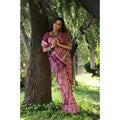  Women's Faux_Tussar_Silk Abstract_Print Saree With Unstitched Blouse 5.5MtrÂ (Pink)