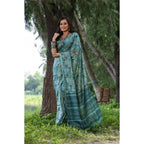 Generic Women's Faux_Tussar_Silk Abstract_Print Saree With Unstitched Blouse 5.5MtrÂ (Sea_Green)