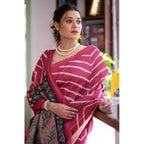 Generic Women's Faux_Tussar_Silk Geometric_Print Saree With Unstitched Blouse 5.5MtrÂ (Light_Pink)