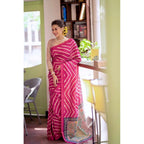 Generic Women's Faux_Tussar_Silk Geometric_Print Saree With Unstitched Blouse 5.5MtrÂ (Light_Pink)
