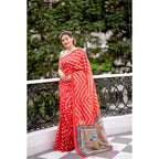 Generic Women's Faux_Tussar_Silk Geometric_Print Saree With Unstitched Blouse 5.5MtrÂ (Red)