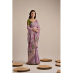 Generic Women's Blended_Cotton Floral Motifs And Woven Buttas Saree With Unstitched Blouse 5.5MtrÂ (Lavender)