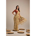  Women's Blended_Cotton Floral Motifs And Woven Buttas Saree With Unstitched Blouse 5.5MtrÂ (Light_Beige)
