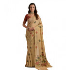 Generic Women's Blended_Cotton Floral Motifs And Woven Buttas Saree With Unstitched Blouse 5.5MtrÂ (Light_Beige)