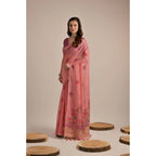 Generic Women's Blended_Cotton Floral Motifs And Woven Buttas Saree With Unstitched Blouse 5.5MtrÂ (Pink)