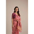  Women's Blended_Cotton Floral Motifs And Woven Buttas Saree With Unstitched Blouse 5.5MtrÂ (Pink)
