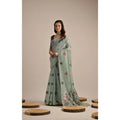  Women's Blended_Cotton Floral Motifs And Woven Buttas Saree With Unstitched Blouse 5.5MtrÂ (Teal)