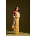  Women's Blended_Cotton Floral Saree With Unstitched Blouse 5.5MtrÂ (Mustard)