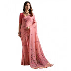 Generic Women's Blended_Cotton Floral Saree With Unstitched Blouse 5.5MtrÂ (Pink)