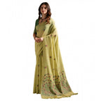 Generic Women's Blended_Cotton Floral Saree With Unstitched Blouse 5.5MtrÂ (Light_Green)