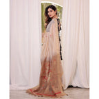 Generic Women's Blended_Cotton Woven_Motifs Saree With Unstitched Blouse 5.5MtrÂ (Light_Beige)