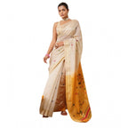 Generic Women's Blended_Cotton Woven_Motifs Saree With Unstitched Blouse 5.5MtrÂ (Mustard)