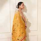 Generic Women's Blended_Cotton Woven_Motifs Saree With Unstitched Blouse 5.5MtrÂ (Mustard)