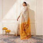 Generic Women's Blended_Cotton Woven_Motifs Saree With Unstitched Blouse 5.5MtrÂ (Mustard)