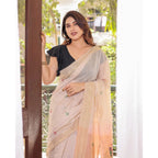 Generic Women's Blended_Cotton Woven_Motifs Saree With Unstitched Blouse 5.5MtrÂ (Peach)
