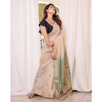 Generic Women's Blended_Cotton Woven_Motifs Saree With Unstitched Blouse 5.5MtrÂ (Rama_Green)