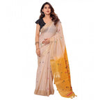 Generic Women's Blended_Cotton Woven_Motifs Saree With Unstitched Blouse 5.5MtrÂ (Yellow)