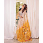 Generic Women's Blended_Cotton Woven_Motifs Saree With Unstitched Blouse 5.5MtrÂ (Yellow)
