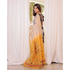 Generic Women's Blended_Cotton Woven_Motifs Saree With Unstitched Blouse 5.5MtrÂ (Yellow)