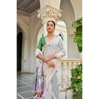 Generic Women's Blended_Cotton Floral Weaving Pattern Saree With Unstitched Blouse 5.5MtrÂ (Purple)