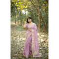  Women's Silk_Blend Checked Saree With Unstitched Blouse 5.5MtrÂ (Lavender)