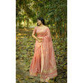  Women's Silk_Blend Checked Saree With Unstitched Blouse 5.5MtrÂ (Peach)