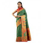 Generic Women's Faux_Banarasi Woven Motifs Saree With Unstitched Blouse 5.5MtrÂ (Green)